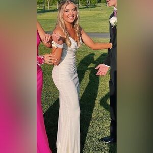 Timeless white gold prom dress